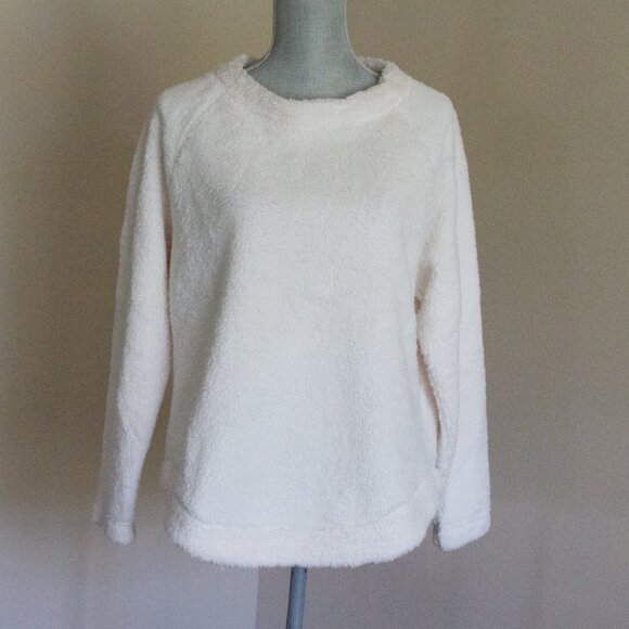 Ann Taylor LOFT Faux Sherpa Fleece Sweatshirt - Whisper White - Size XS - Picture 3 of 8